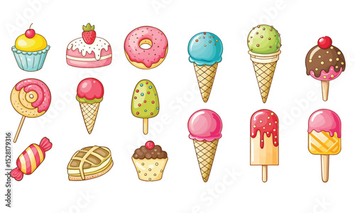 Ice Cream Cones & Toppings vector