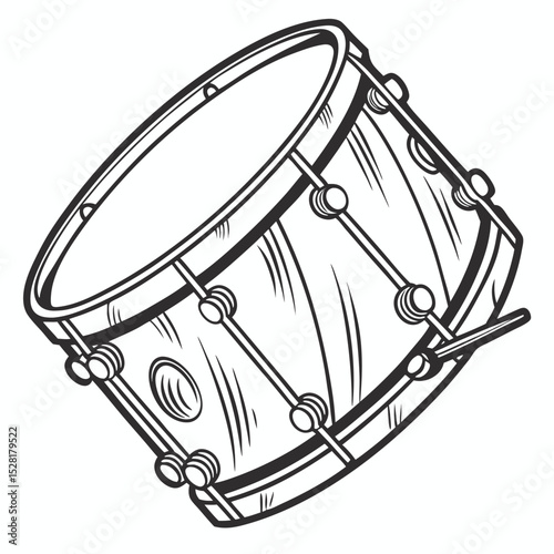 bass drum with a pair of drumsticks. musical instrument, logo illustration vector