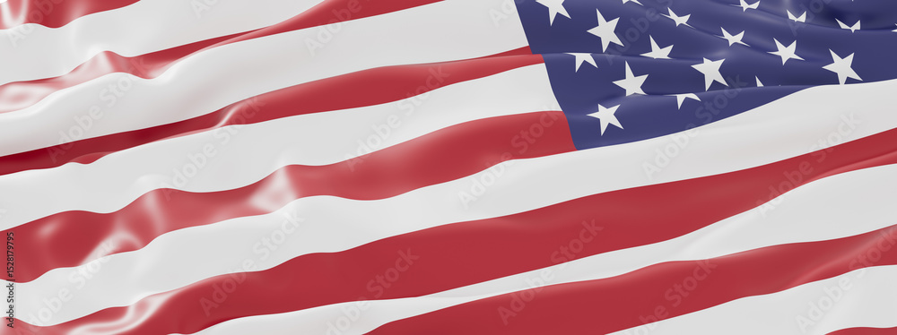 Fototapeta premium High-resolution image of the US flag waving in the wind. Perfect for patriotic projects.