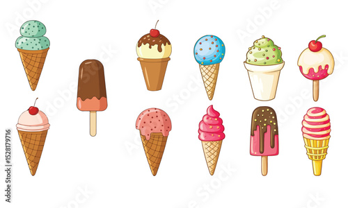 Ice Cream Cones & Toppings vector