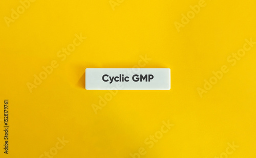 Cyclic GMP Letter Tile on Yellow Background with Minimal Aesthetic photo