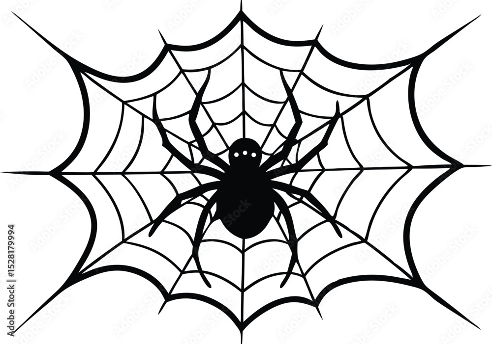 spider on web silhouette vector