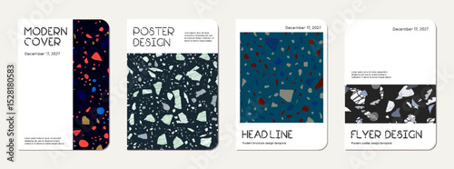 School diary cover design. Terrazzo abstract