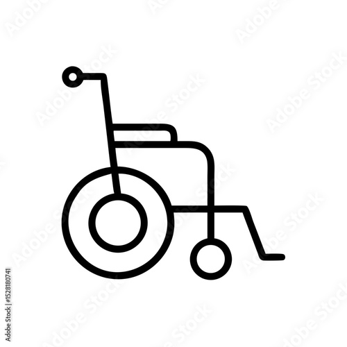 Simple outline of a wheelchair in black line art style  