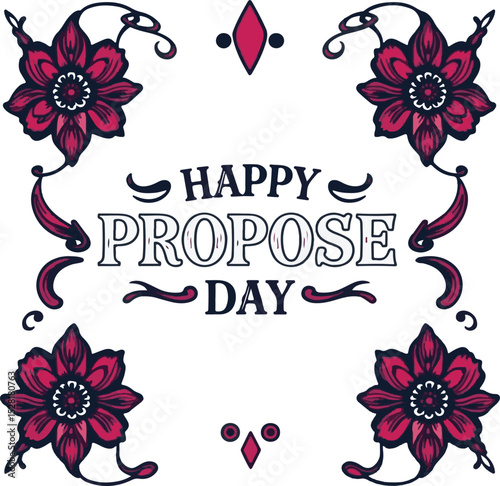 Happy propose day. Valentine's typography vector art.
