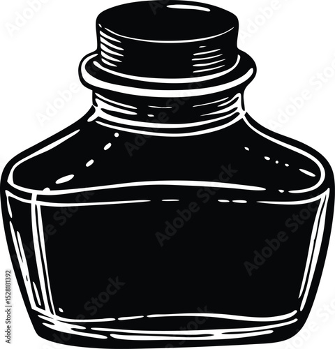  watercolor ink bottle silhouette vector illustration