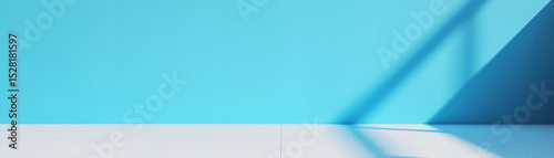 Bright blue room empty background space blank minimal