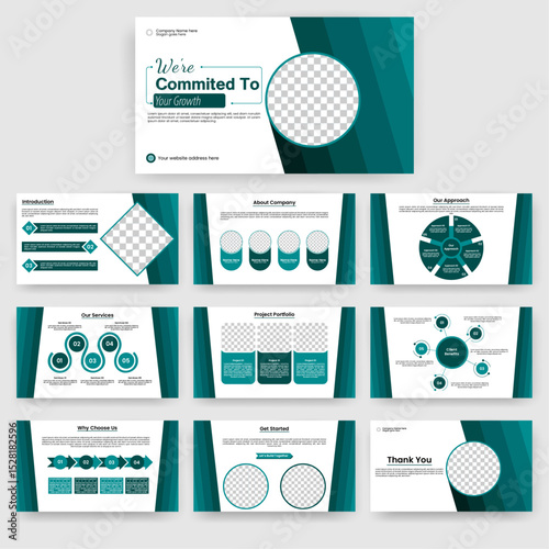 Modern professional PowerPoint presentation slide design for creative business, conference and meeting.