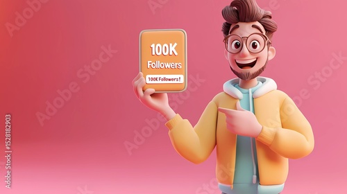 Animated Man Celebrating 100K Followers