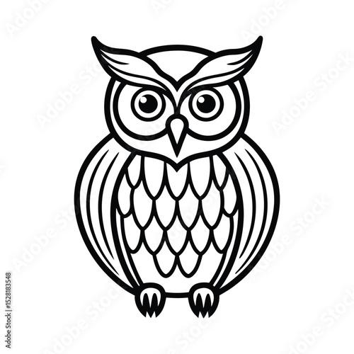 Simple line art drawing of a wise owl