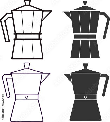 Silhouette Coffee Maker Flat Illustration Minimal Brewer and Morning Routine Vector Icon