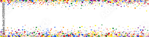 Rainbow colored scattered hearts. LGBT valentine