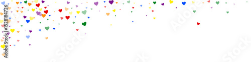 Rainbow colored scattered hearts. LGBT valentine