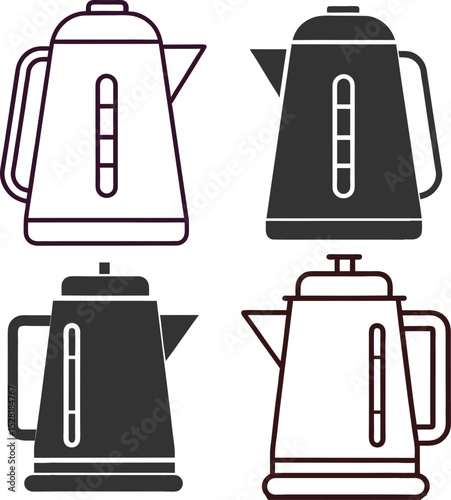 Silhouette Electric Kettle Flat Illustration  Minimal Boiling Appliance and Kitchen Vector Icon