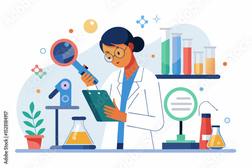 scientist in laboratory with test tubes