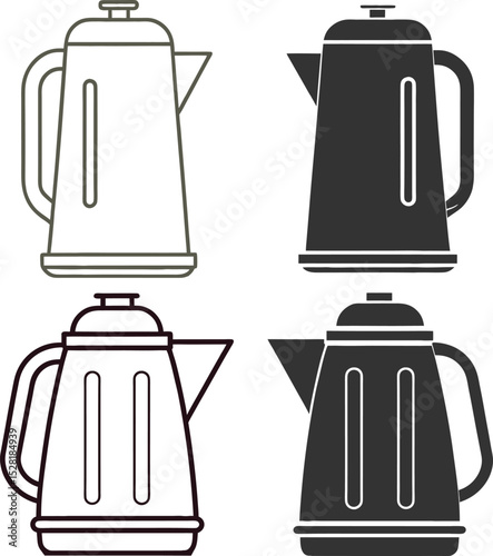Silhouette Electric Kettle Flat Illustration  Minimal Boiling Appliance and Kitchen Vector Icon