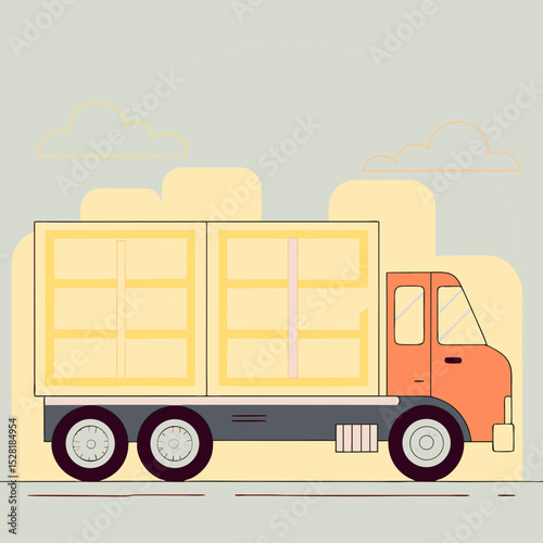 Yellow Cargo Delivery Truck Illustration