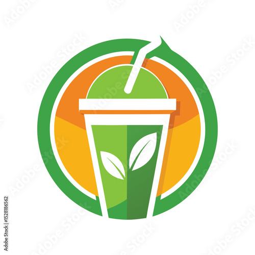 Green tea smoothie logo design for refreshing drinks