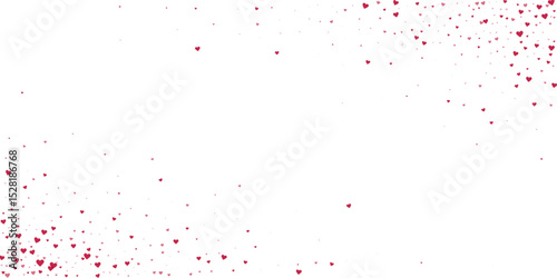Red hearts scattered on white background.