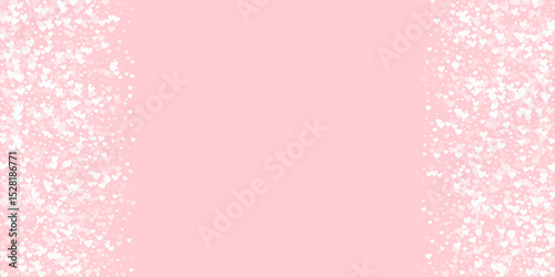 White hearts scattered on pink background.