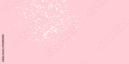 White hearts scattered on pink background.