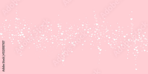 White hearts scattered on pink background.