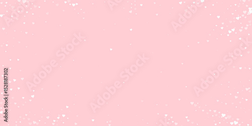 White hearts scattered on pink background.