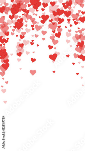 Red hearts scattered on white background.