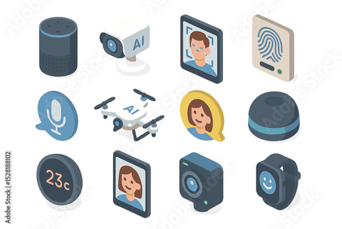 Smart home devices and ai technology icons in modern design