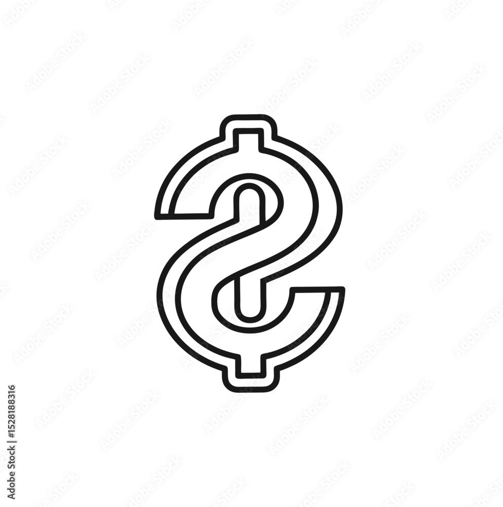Obraz premium Clean Dollar-Sign Emblem, White on Deep Slate Blue”“Flat Graphic Currency Symbol on Soft Background”
