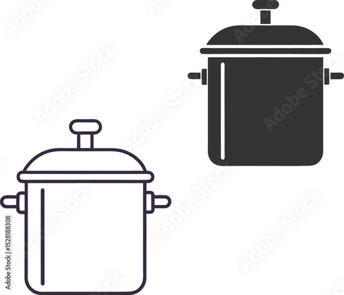 Silhouette Rice Cooker Flat Illustration  Minimal Asian Kitchen Appliance Vector Icon