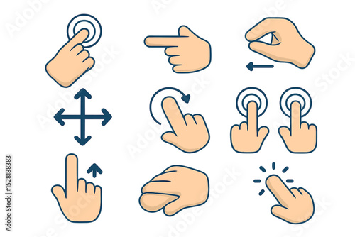 Touchscreen gestures with hands for multitouch interaction and navigation