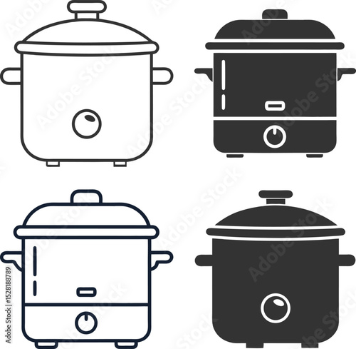 Silhouette Slow Cooker Flat Illustration Minimal Crock Pot and Meal Prep Vector Icon