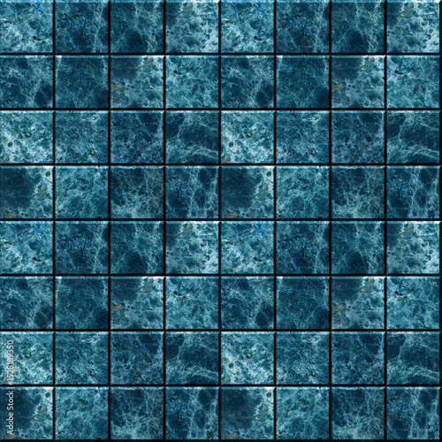 marble tiles seamless texture, blue 3D illustration background