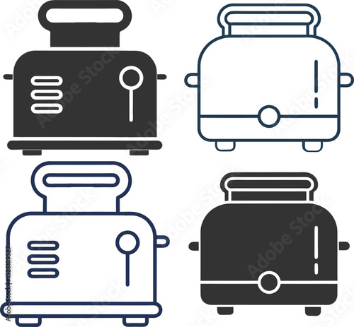 Silhouette Toaster Flat Illustration  Minimal Kitchen Appliance and Breakfast Vector Icon