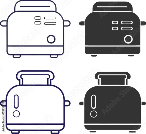 Silhouette Toaster Flat Illustration  Minimal Kitchen Appliance and Breakfast Vector Icon