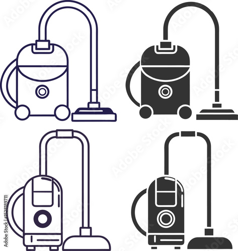 Vacuum Cleaner Illustration Modern Cleaning Appliance and Household Vector Icon
