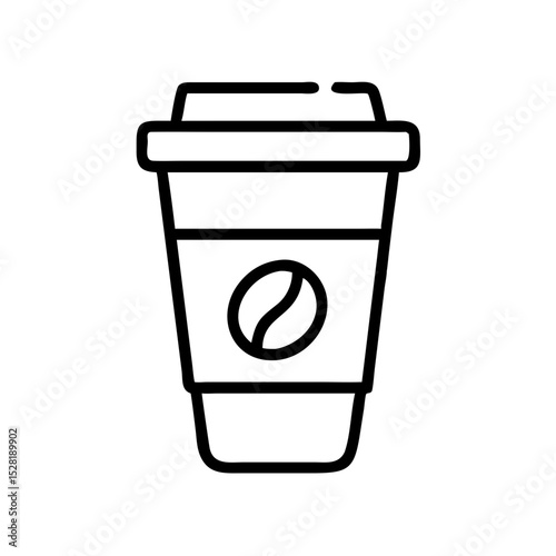 Coffee cup icon with coffee bean design in minimalist style  