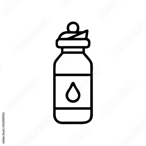 Water bottle with a cap and droplet design in minimal style  