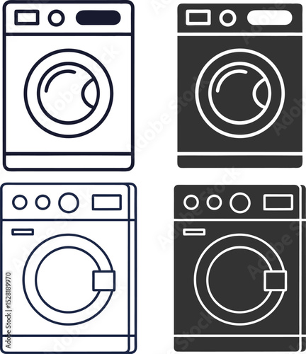 Silhouette Washing Machine Flat Illustration  Minimal Laundry Appliance Vector Icon