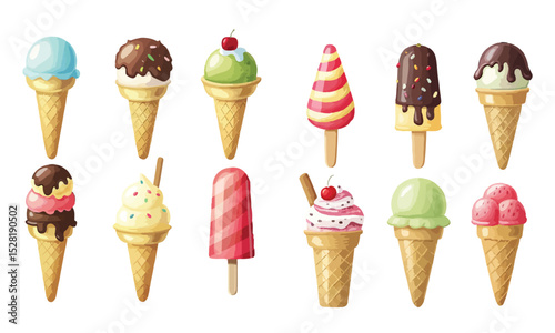 Ice cream cornets set icon