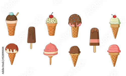 Ice cream cornets set icon