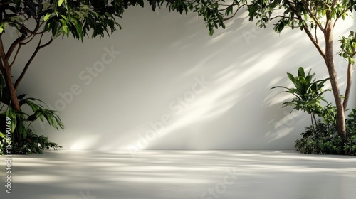 This image showcases a tranquil indoor space filled with lush greenery, creating a calming atmosphere perfect for relaxation or meditation.