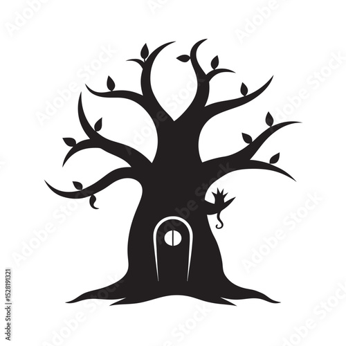 Tree With Birdcages And Open Doors Silhouette