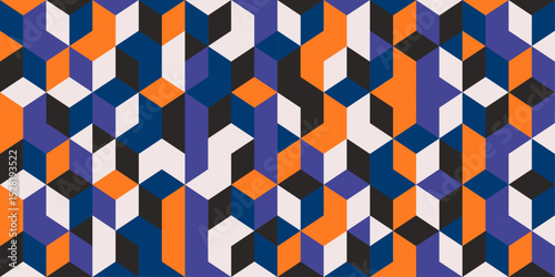 Isometric geometric cube pattern in bold colors