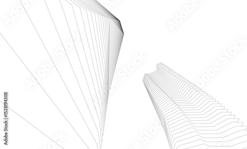 Architecture building 3d. Concept sketch.