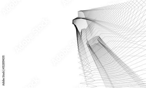 Architecture building 3d. Concept sketch.