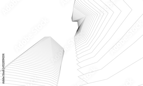 Architecture building 3d. Concept sketch.