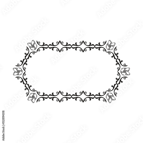 Eslimi Tazhib. Iranian art empty Frame isolated transparent background. 