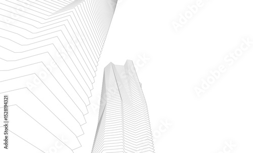 Architecture building 3d. Concept sketch.